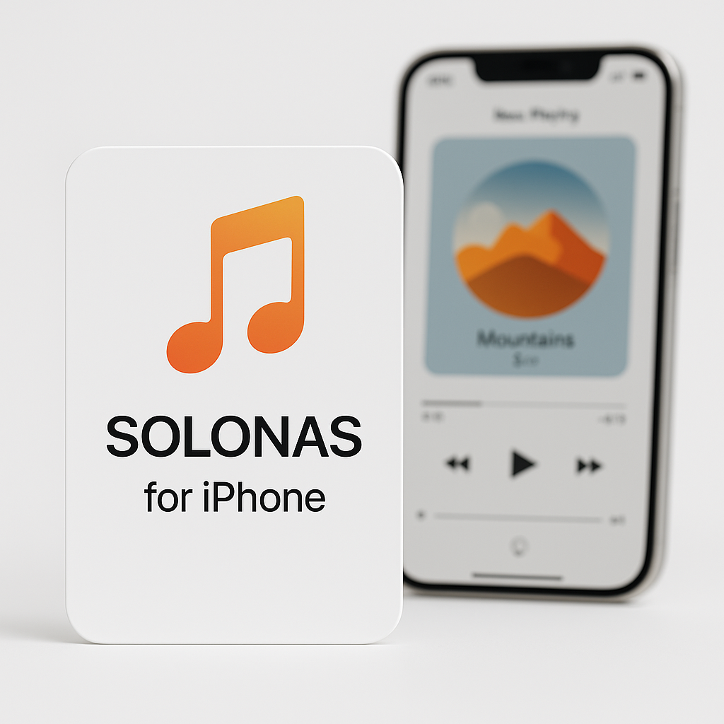 SOLONAS devices next to a NAS showing music playback